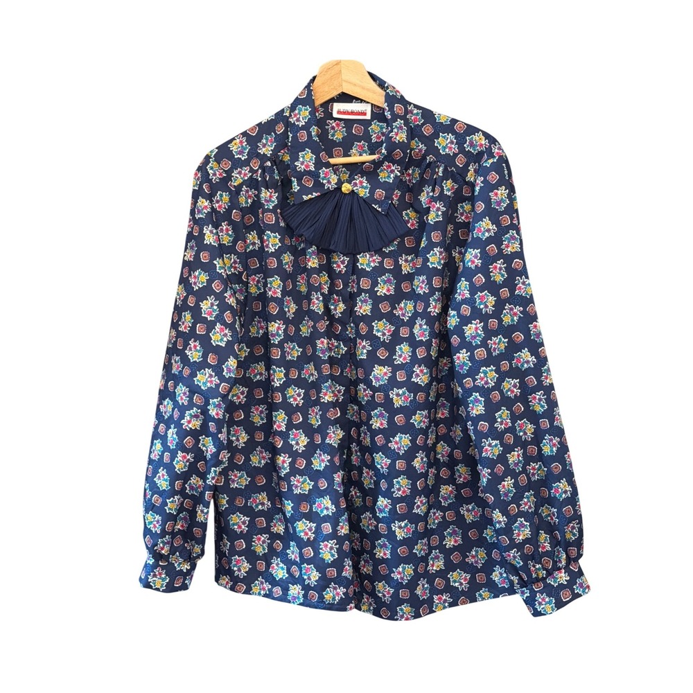 Vintage 80's Judy Bond Blouse Floral Dark Academia Librarian Core Grandma Core